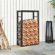 Metal Firewood Log Holder Tall Firewood Rack Indoor Outdoor Fireplace Wood Storage Shelf with Side Rails, Rust-Resistant, Black,