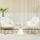 Set of Two Sherpa Fleece Dining Chairs - Cream