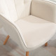 Modern Accent Chair, Upholstered Tufted Wingback Armchair with Seat Padding, Leisure Lounge Bedroom Chair with Wood Legs, Cream 