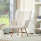 Modern Accent Chair, Upholstered Tufted Wingback Armchair with Seat Padding, Leisure Lounge Bedroom Chair with Wood Legs, Cream 