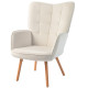 Modern Accent Chair, Upholstered Tufted Wingback Armchair with Seat Padding, Leisure Lounge Bedroom Chair with Wood Legs, Cream 