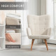 Modern Accent Chair, Upholstered Tufted Wingback Armchair with Seat Padding, Leisure Lounge Bedroom Chair with Wood Legs, Cream 
