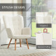 Modern Accent Chair, Upholstered Tufted Wingback Armchair with Seat Padding, Leisure Lounge Bedroom Chair with Wood Legs, Cream 