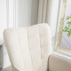 Modern Accent Chair, Upholstered Tufted Wingback Armchair with Seat Padding, Leisure Lounge Bedroom Chair with Wood Legs, Cream 
