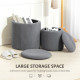 Set of Two Corduroy Storage Ottomans - Grey
