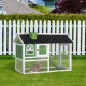 PawHut Wooden Rabbit Hutch and Run with Sliding Tray, Ramp, Water-resistant Roof, for 2-4 Rabbits, Green
