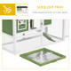 PawHut Wooden Rabbit Hutch and Run with Sliding Tray, Ramp, Water-resistant Roof, for 2-4 Rabbits, Green