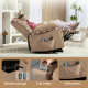 Velvet-Feel Electric Riser, Recliner and Massage Armchair - Light Brown