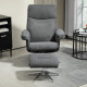 Velvet-Feel Recliner Chair and Ottoman - Dark Grey