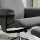 Velvet-Feel Recliner Chair and Ottoman - Dark Grey