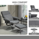 Velvet-Feel Recliner Chair and Ottoman - Dark Grey