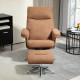 Velvet-Feel Recliner Chair and Ottoman - Light Brown