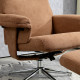 Velvet-Feel Recliner Chair and Ottoman - Light Brown