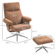 Velvet-Feel Recliner Chair and Ottoman - Light Brown