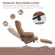 Velvet-Feel Recliner Chair and Ottoman - Light Brown