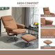 Velvet-Feel Recliner Chair and Ottoman - Light Brown
