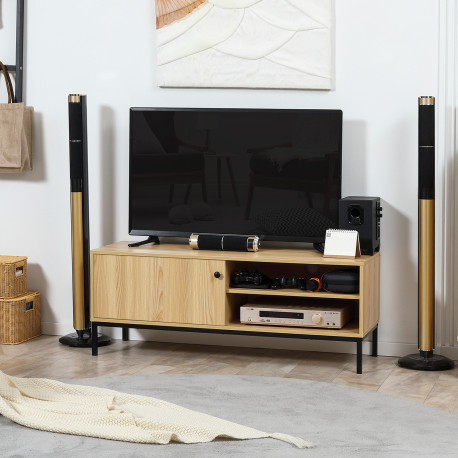 50" Screen TV Stand, with Sliding Door Storage - Wood-Effect
