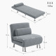 Single Velvet-Feel Sleeper Chair - Grey