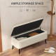 Linen-Look 92 x 31cm Storage Ottoman - Cream White