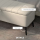 Linen-Look 92 x 31cm Storage Ottoman - Cream White