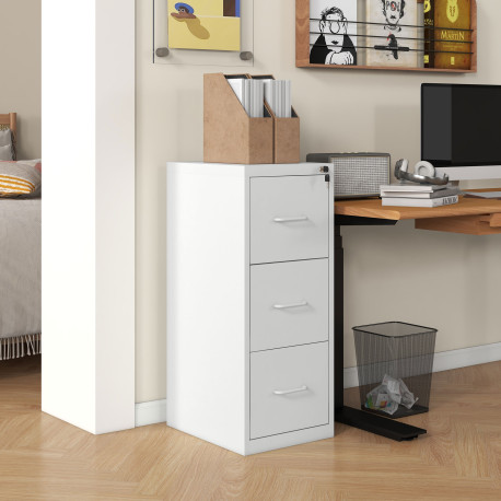 Three-Drawer Modern Steel Filing Cabinet - Cream