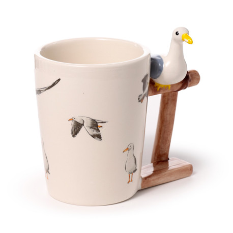 Shaped Handle Ceramic Mug - Seagull Buoy