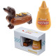 Ceramic Salt &amp; Pepper Set - Sausage Dog &amp; Mustard