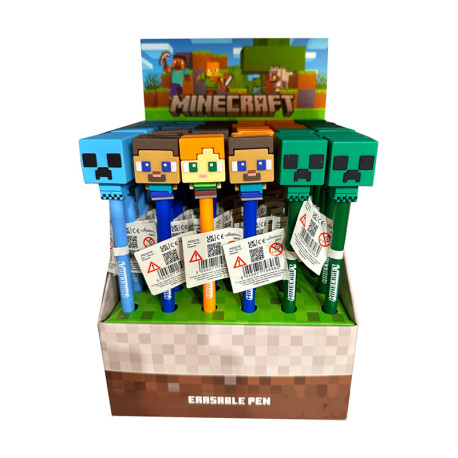 Erasable Pen with Silicone Topper - Minecraft Chibi Style