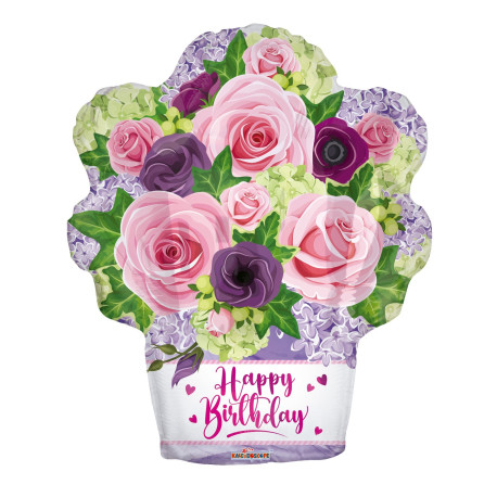 Metallic Flower Basket Balloon -18 Inch