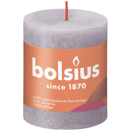 Frosted Lavender Bolsius Rustic Shine Pillar Candle (80 x 68mm)