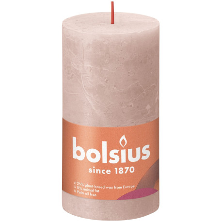 Misty Pink Bolsius Rustic Shine Pillar Candle (130 x 68 mm)