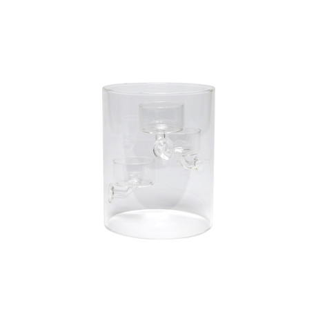 Glass Cylinder Vase with 3 Cups (15cm)