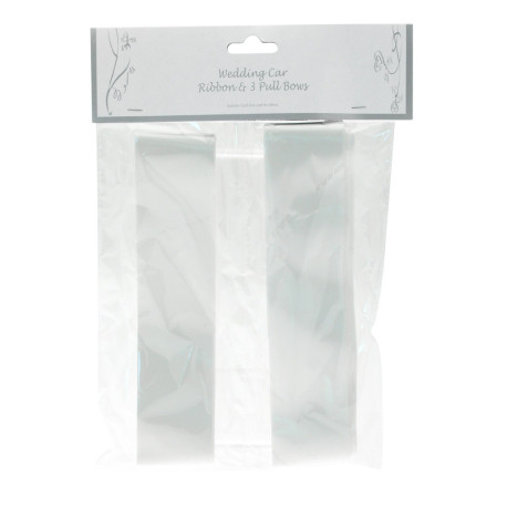White Wedding Car Ribbon & 3 x Bows