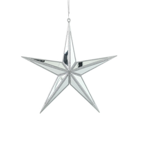 Mirror Star Hanging  Decoration - Silver (27cm)