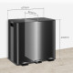 3 x 15L Pedal Bin, Steel Triple Kitchen Bin with Soft Close Lid, Removable Inner Buckets, Fingerprint-Proof, Black