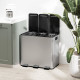 3 x 15L Pedal Bin, Steel Triple Kitchen Bin with Soft Close Lid, Removable Inner Buckets, Fingerprint-Proof, Silver
