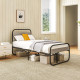 3ft Single Bed Frame, Industrial Style Metal Platform Bed Frame with Under Bed Storage, No Box Spring Needed, Easy Assembly, Gre