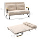 4-in-1 Velvet-Feel Double Sofa Bed, with Pillows - Beige