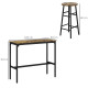 5 Piece Bar Table Set with 4 Stools, Industrial Bar Table and Stool Set, Dining Table and Chair Set, Rustic Brown