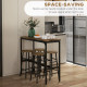 5 Piece Bar Table Set with 4 Stools, Industrial Bar Table and Stool Set, Dining Table and Chair Set, Rustic Brown