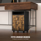 60cm Filing Cabinet with Drawer, Open Shelf, Metal Handles and 4 Wheels, Office Home Organiser Mobile Printer, Rustic Brown