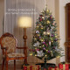 6ft Artificial Christmas Tree, with Purple Decorations and Lights