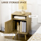 Bedside Table with Rattan Element, Side End Table with Shelf and Cupboard, 39cmx35cmx60cm, Natural