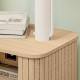 Bedside Table, Nordic Side Table with Roller Shutter Style Sliding Doors and Metal Legs for Bedroom, Living Room, Oak Tone