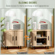 Bedside Table, Nordic Side Table with Roller Shutter Style Sliding Doors and Metal Legs for Bedroom, Living Room, Oak Tone