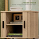 Bedside Table, Nordic Side Table with Roller Shutter Style Sliding Doors and Metal Legs for Bedroom, Living Room, Oak Tone