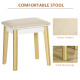 Dressing Table Set with Mirror, Built-in 3 Color LED Light, Vanity Makeup Table with 4 Drawers and Cushioned Stool for Bedroom, 