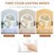 Dressing Table Set with Mirror, Built-in 3 Color LED Light, Vanity Makeup Table with 4 Drawers and Cushioned Stool for Bedroom, 