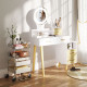 Elegant Dressing Table, with Storage - White