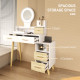 Elegant Dressing Table, with Storage - White